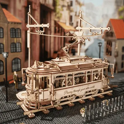 Produktbild von 3D-Puzzle, Klassische Straßenbahn, ROKR, Holz, 374 Teile