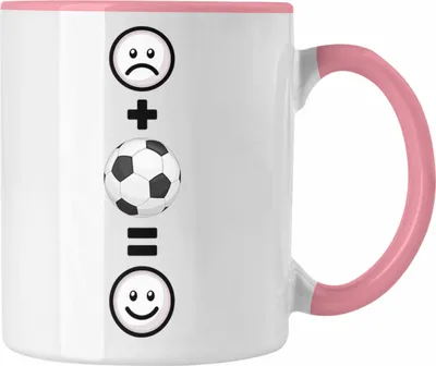 Produktbild von Trendation - Fußball Tasse Geschenk für Fußballspieler Trainer  :( + Fußball = :) Lustige Geschenkidee Geburtstag (Rosa)