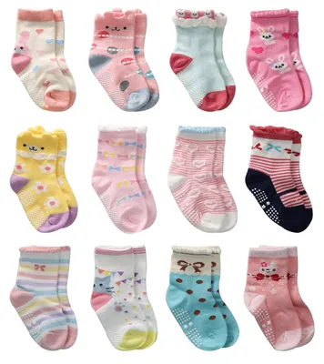 Immagine prodotto di Omgoods - 12 paia di calzini in cotone antiscivolo per bambine