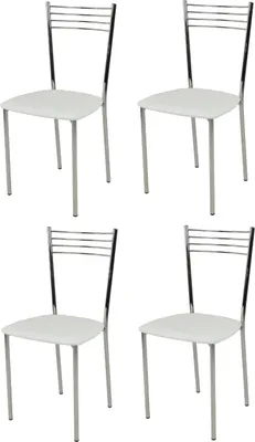 Immagine prodotto di t m c s Tommychairs - Set di 4 sedie moderne ELENA per cucina e sala da pranzo, struttura robusta in acciaio cromato, sedile imbottito rivestito in Pelle finta nel colore bianco