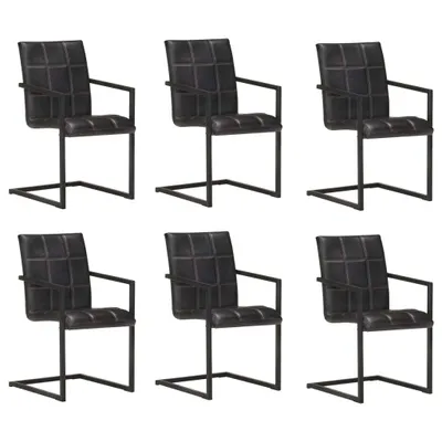 Produktbild von Design Möbel Freischwinger 6er Set Schwarz Echtleder - 2024 Neu