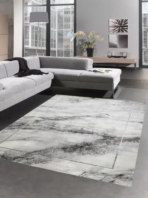Produktbild von Teppich Wohnzimmer Designerteppich Marmorteppich grau Größe - 240 x 340 cm