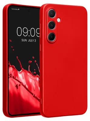 Produktbild von kwmobile Handyhülle für Samsung Galaxy A55 5G Hülle - weiche Silikon Case metallisch schimmernd - Schutzhülle Cover - Metallic Dunkelrot