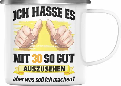 Produktbild von Trendation - 30. Geburtstag Emaille Tasse Frau Männer Geschenk 30er Geschenkidee 30 Mutter Vater Mann Frauen Lustig Geschenke (Silber)