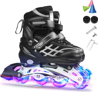 Produktbild von Verstellbare Inline-Skates mit Leuchträdern für Kinder und Jugendliche Inline-Skates für Mädchen und Jungen