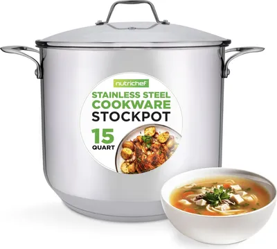 Immagine prodotto di Pentola Grande In Acciaio Inox 15L Induzione Slow Cooker Coperchio