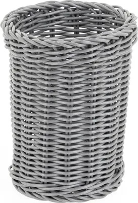 Zdjęcie produktu dla TECHNICA Koszyk na sztućce z polirattan – Ø120x150 mm – Można myć w zmywarce – Koszyk na sztućce dla gastronomii, koszyk do przechowywania sztućców – Do bufetu, restauracji i cateringu – Szary