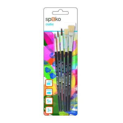 Immagine prodotto di Set di pennelli per la scuola, mix di tipi e dimensioni - 5 pz