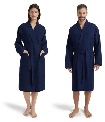 Zdjęcie produktu dla Kimono Möve Homewear z tkaniny typu waffel, rozmiar XL, 100% bawełna, kolor deep sea
