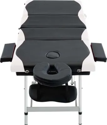 Immagine prodotto di Lettino Massaggio Pieghevole 4 Zone in Alluminio Nero e Bianco