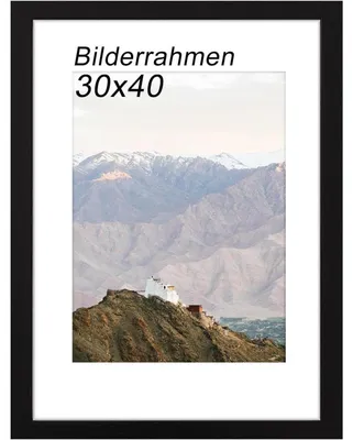 Productafbeelding van Houten fotolijst, 30x40 cm, met zwarte passe-partout, 1 stuk [30x40 cm]