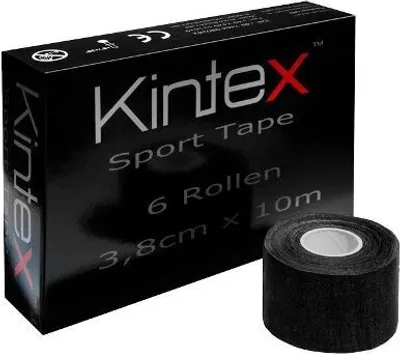 Produktbild von Kintex 6 Rollen Sport Tape 3,8cm x 10m, starrer Tapeverband Schwarz