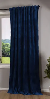 Produktbild von Verdunkelung Vorhang »Milano« Samt blickdicht Schlaufenband Tunneldurchzug Blackout Bügelband kürzbar Blau 1 Stück HxB 280x135 cm, 20357