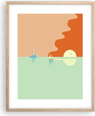 Produktbild von Gerahmtes Poster - Rahmen in heller Eiche - Sonne Segelschiff Laterne - 40x50 cm - Wand Bild - Wanddeko - Wandbilder - Kunstposter - Wandposter - Bilderrahmen - Bilder - Kunstdruck - P2NPA40x50-4888