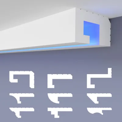 Produktbild von HEXIMO LED-Schattenfugenprofil Stuckleisten, indirekte Beleuchtung XPS Styropor-Trockenbau-Deckenbeleuchtung Stuckleisten-Decke (1,7 Meter HLED 23)