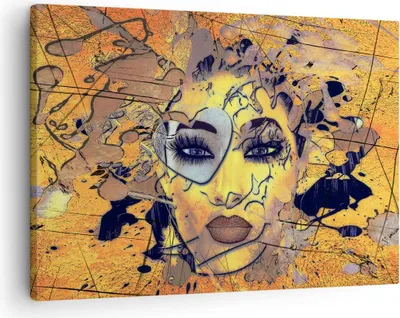 Produktbild von Bild auf Leinwand - Leinwandbild - Gesicht Frau - 70x50cm - Wand Bild - Wanddeko - Wandbilder - Leinwanddruck - Bilder - Kunstdruck - Wanddekoration - Leinwand bilder - Wandkunst - AA70x50-3513