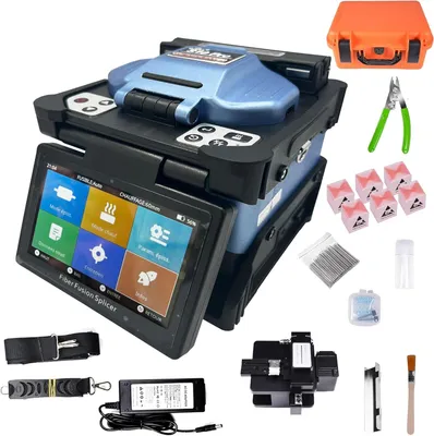 Produktbild von Elfcam - Glasfaserschweißgerät S10 Pro - Kern-zu-Kern-Ausrichtung - 6 Motoren - 5" LCD-Bildschirm, 7800mAh Batterie, Kompatibel mit SM/MM/DS/NZDS, Komplettset Inklusive