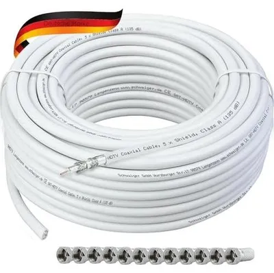 Zdjęcie produktu dla Kabel koncentryczny 25 m 135 db satelitarny 5 krotnie ekranowany 75 omów