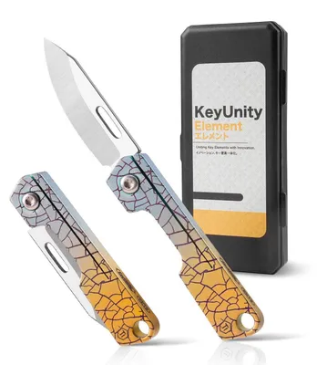 Immagine prodotto di Coltello tascabile pieghevole, lega di titanio, colore giallo "Yuzu", dimensioni 73 mm