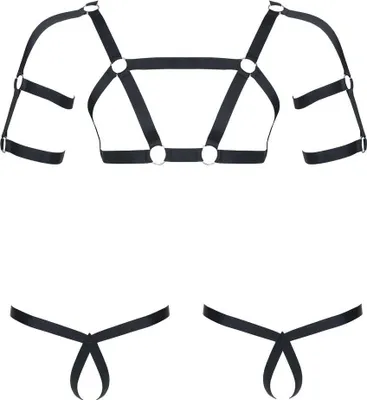 Productafbeelding van 2-delige rubberen set voor heren, bestaande uit twee stringbroeken - zwart