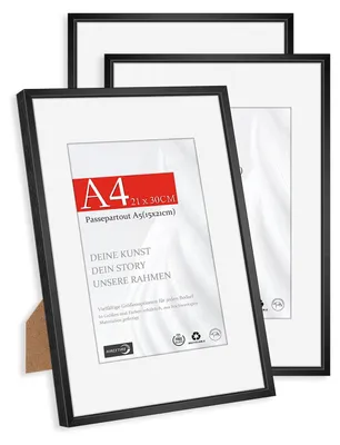 Productafbeelding van Lijst - Aluminium fotolijst voor ophangen of neerzetten - Mat zwart - 21x30 cm