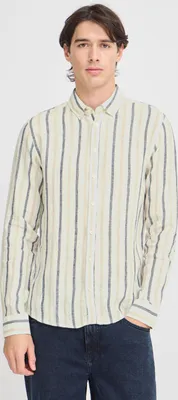 Produktbild von Casual Friday CFDYLAN striped Herren Leinenhemd Hemd Langarmhemd Leinenmix regular fit