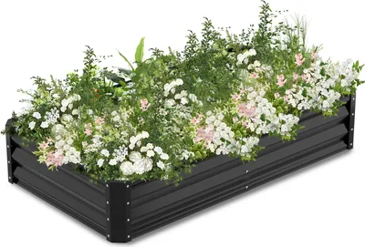 Obrázok produktu pre Clanmacy vyvýšený zeleninový záhon kovový box na sadenie pre záhradu ideálny 160x90x30 cm čierny