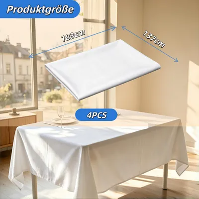 Produktbild von Tischdecke weiß, 4 Stück, 137 x 183 cm, rechteckig, abwaschbar für den Außenbereich