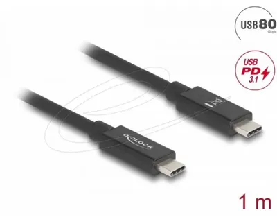 Productafbeelding van Delock kabel, USB-C naar USB-C, 240W PD, 80 Gbps, 16K @ 60Hz, 1 meter - zwart