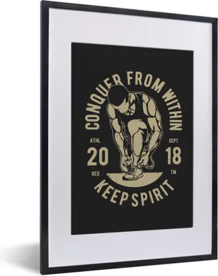 Produktbild von MuchoWow® MuchoWow® Gerahmtes Poster Sport - Sprichwörter - Vintage 30x40 cm - Poster mit zchwarzem Bilderrahmen - Wandposter Schlafzimmer