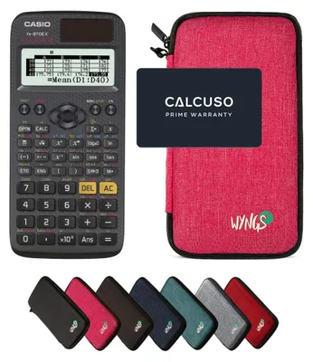 Produktbild von Casio fx-87DE X ClassWiz inkl. WYNGS Schutztasche Pink - Wissenschaftlicher Taschenrechner - Basic Set