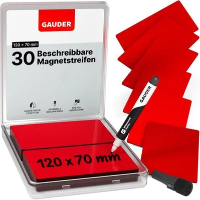 Produktbild von Magnetische Etiketten, herbruikbaar, 30 Stück, 120x70mm, für Whiteboards, Kühlschränke