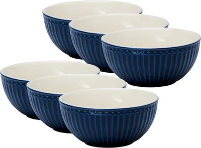 Produktbild von Greengate Alice Müslischale dark blue 14 cm Set6