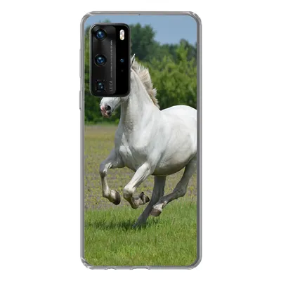 Produktbild von MuchoWow® Handyhülle Schutzhülle Hülle für Huawei P40 Pro Pferde - Natur - Weiß Silikon Softcase Handy Hülle - Schutz