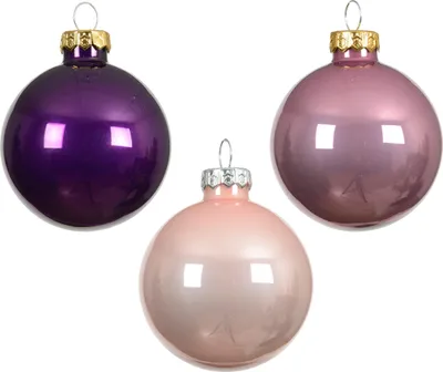 Produktbild von Weihnachtskugeln Glas 8cm 16 Stück - Lila / Rosa Mix