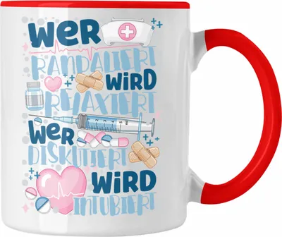 Produktbild von Trendation - Anästhesie Krankenschwester Tasse Geschenk Propofol Geschenk Kaffeetasse Arzt Ärtzin Arzthelferin Spritze Wer Randaliert Wird Relaxiert (Rot)