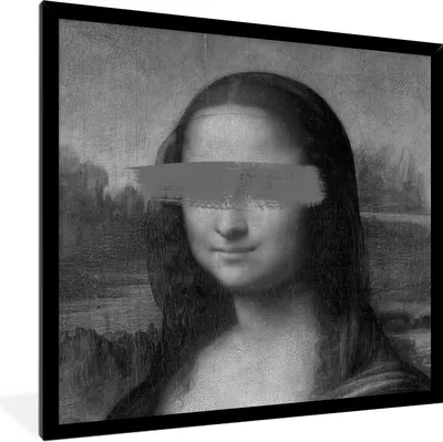 Produktbild von MuchoWow® Gerahmtes Poster Mona Lisa - Leonardo da Vinci - Schwarz - Weiß 40x40 cm - Poster mit Schwarzem Bilderrahmen Wandposter Rahmen Foto Bilder - Mit Rahmen - Wanddekoration Schlafzimmer