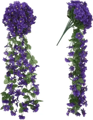 Image de Guirlande de fleurs artificielles, fleurs suspendues, cascade de lierre-surfinia pendante - violet