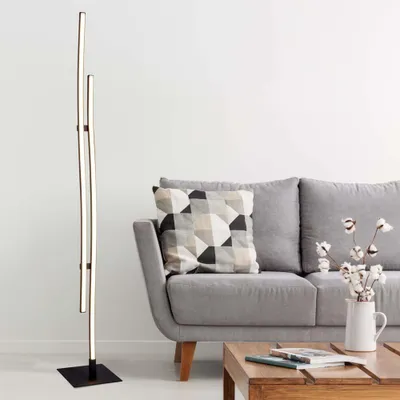 Image de Lampadaire LED, métal, noir, H 130 cm