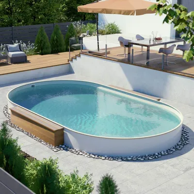 Produktbild von Ovalpool Stahlwandbecken 8,00 x 4,00 x 1,50 m, Folie sand 0,80 mm
