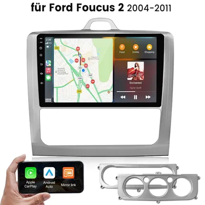 Immagine prodotto di Autoradio GPS compatibile con Apple CarPlay e Android Auto, adatta per Ford Focus MK2 (MK II) dal 2004 al 2011, con comandi al volante (SWC), RDS, Bluetooth e USB