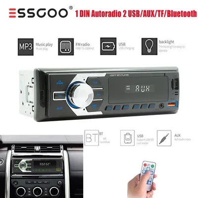 Zdjęcie produktu dla Radio samochodowe 1 DIN z Bluetooth, zestawem głośnomówiącym, odtwarzaczem MP3, portami USB i czytnikiem kart TF, wejściem AUX, pilotem, mocą 4x60W, zasilaniem 12V, tunerem FM/AM i podświetleniem LED w 7 kolorach. Uniwersalne, pasujące do większości samochodów osobowych