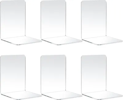 Produktbild von Famanu Bücherstützen 6 Stück - Transparente Acrylhalter mit Antirutsch