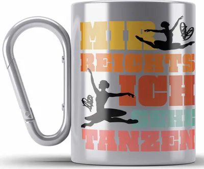 Produktbild von Trendation - Ballett Ballerina Tänzerin Edelstahl Tasse Karabiner Mädchen Geschenk Frauen Tanzen Geschenkidee Karabiner Edelstahl Tasse Karabiner Edelstahl (Silber)