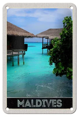 Produktbild von Blechschild Reise 12x18cm Malediven Insel Meer Sonne Schild