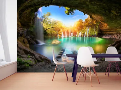 Zdjęcie produktu dla Fototapeta flizelinowa krajobraz jaskinia 400x280 cm fototapeta XXL wodospad natura c-A-0127-a-a