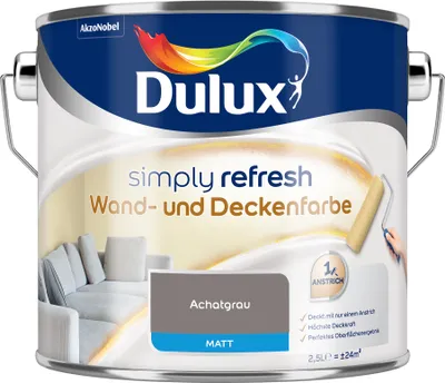 Produktbild von Dulux Simply Refresh Wand und Deckenfarbe - Achatgrau - 2,5 l - Erfrischende, langlebige Innenfarbe für ein schönes Zuhause