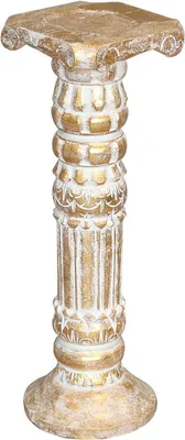 Produktbild von Säule Blumensäule Dekosäule Ständer Sockel Podest Blumenständer Holz Modell Batya in verschiedenen Größen und Farben , Säulen Variante Antik:Goldwash 60 cm