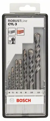 Immagine prodotto di Accessori Bosch 2607010545 Set di punte elicoidali in metallo duro per calcestruzzo 7 pezzi 4 mm, 5 mm, 6 mm, 8 mm, 10 mm, 12 mm codolo diritto 1 set