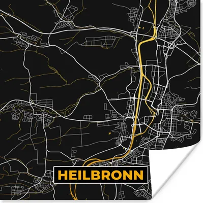 Produktbild von MuchoWow® Poster Heilbronn - Stadtplan - Karte - Deutschland - Gold 75x75 cm - Wand Dekoration